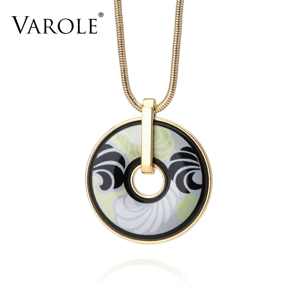 

VAROLE Bohemia Classic Vintage Style Painted Jewelry Necklace for Women Choker Collares Bijoux Femme Snake Chain Pendants