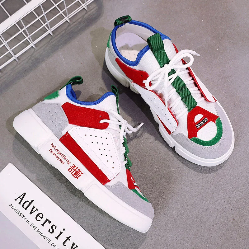~ (35).Women Sneakers Nice New Spring Summer Flats Women Shoes lace-Up Platform Breathable Fashion Mixed Color Women Casual Shoes 