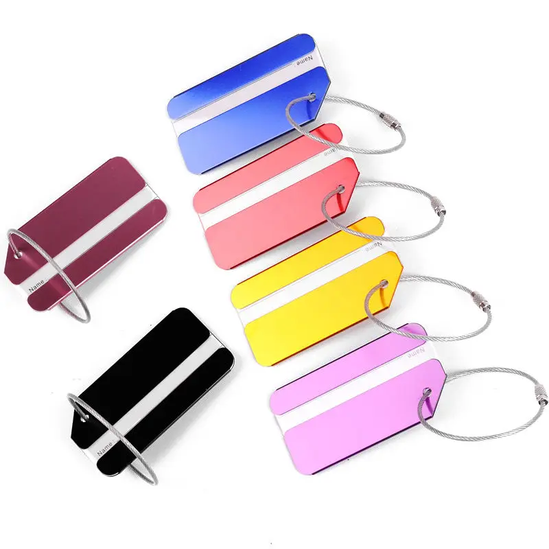 

Aluminum Alloy Metal Key Chains Luggage Tag Travel Luggage Label Suitcase ID Name Address Identify Keyrings Accessories