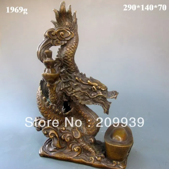 

00557 Chinese Bronze Statues Dragon &Da Qing Mark