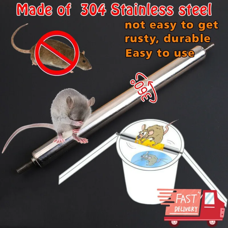 Metal Mice Rats Mouse killer Roll Trap log Grasp Bucket Rolling