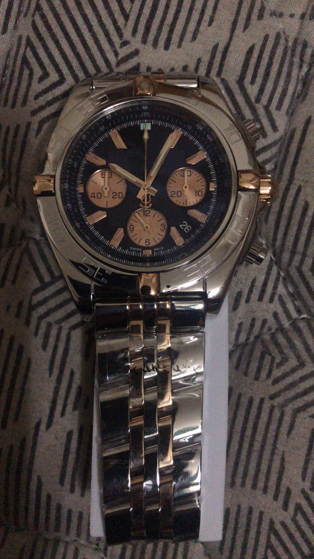 

Luxury Brand New Chronograph Men Stopwatch Sapphire Crystal Silver Gold Stainless Steel Sport Watches Limited AAA+