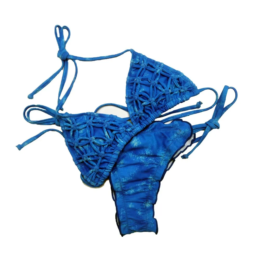 Женское бикини, сексуальный женский купальник пуш-ап, голубой бандаж, пляжный костюм, вечерние бикини, Feminino, защита от солнца, плюс размер, 19Feb14