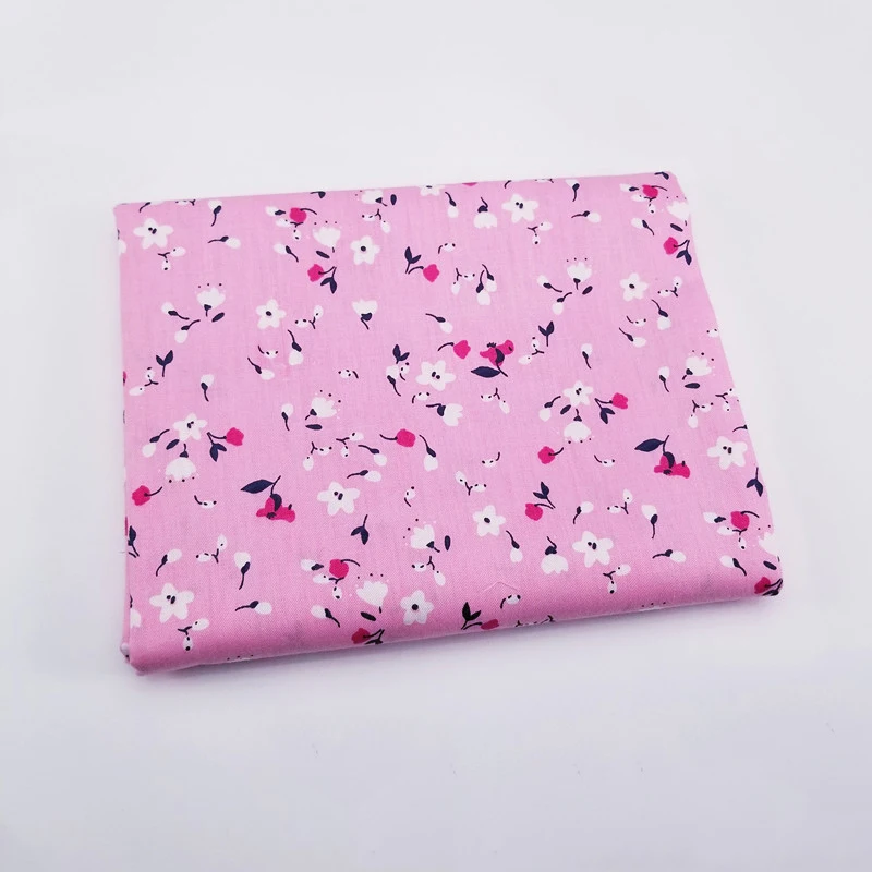 Розовая хлопковая саржевая ткань с цветочным принтом, хлопковая ткань с принтом, Лоскутная Ткань для домашнего текстиля, постельные принадлежности, одеяло