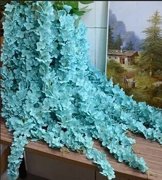 8"(200 см) супер длинные искусственные шелковые цветы гортензии Глициния Гирлянда для сада и дома Свадебные украшения поставки 6 цветов Ava - Цвет: tiffany  blue