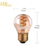 Grensk – ampoules à Filament Globe G45, Led E27 en spirale de verre, ampoules Edison antiques, ambre 3W, lampe à intensité variable, 2200K E26 ► Photo 2/6