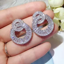 Роскошные знаменитые серьги с цирконием для женщин/девушек, цветочный дизайн, роскошные серьги с цирконием кубической огранки E3358