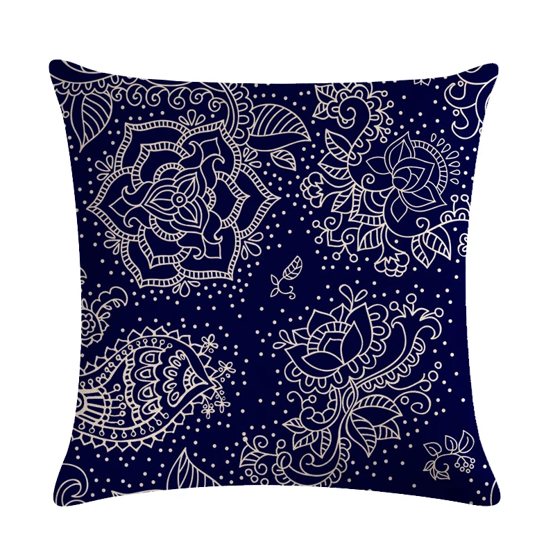 Boho Paisley Oriental Floral Pattern Navajo Geometric Prints Fantasy Petal Flowers Gorgeous Cushion Cover Sofa Throw Pillow Case - Color: ZY92405