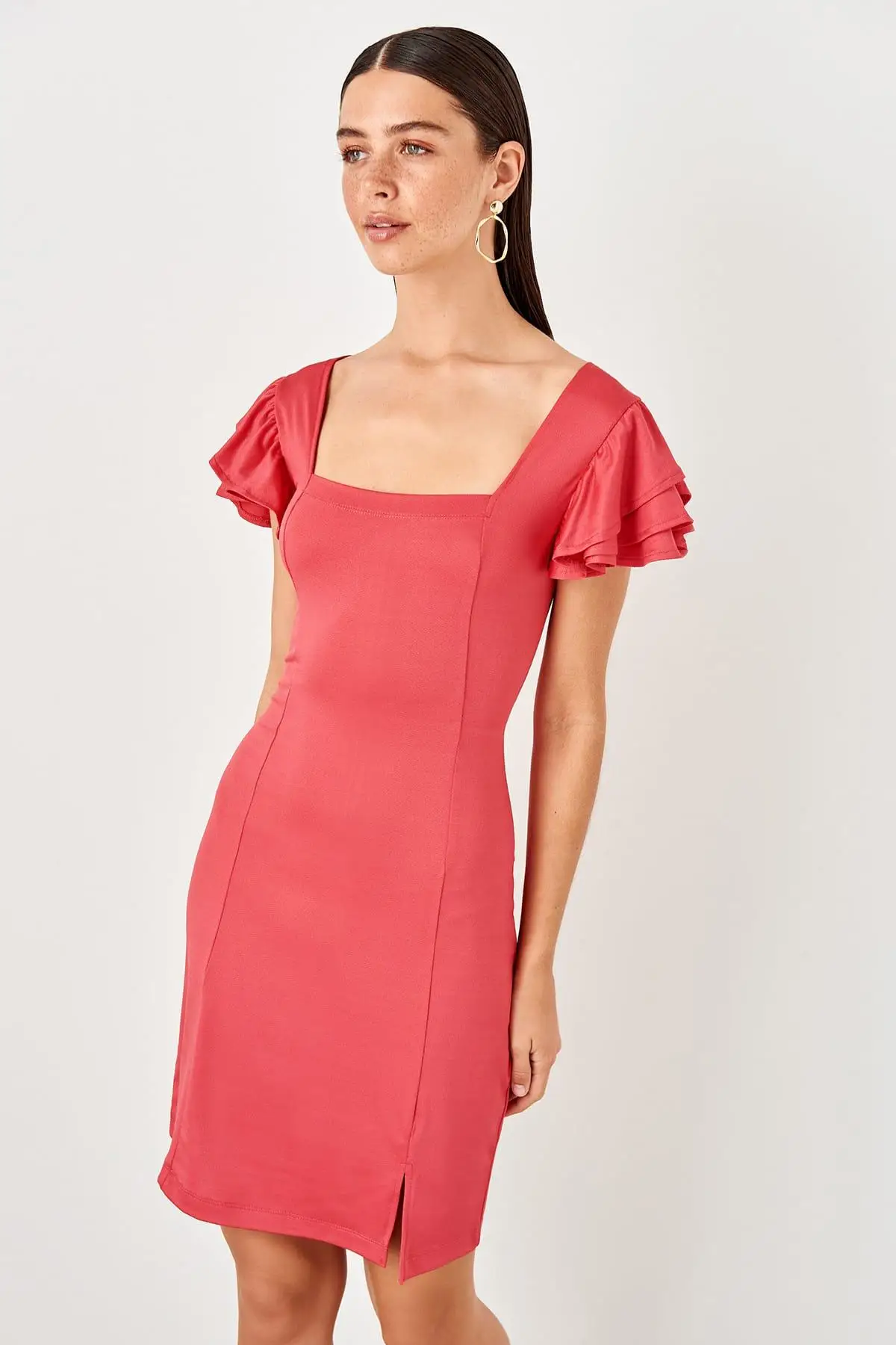 

Trendyol Fuchsia Square Collar Knitted Dress TWOSS19VG0227