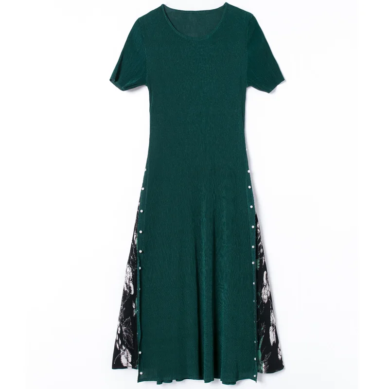 Azterumi, женское винтажное платье, летнее, цветочный принт, бисероплетение, короткий рукав, в стиле пэчворк, тонкое, элегантное, женское платье для вечеринки