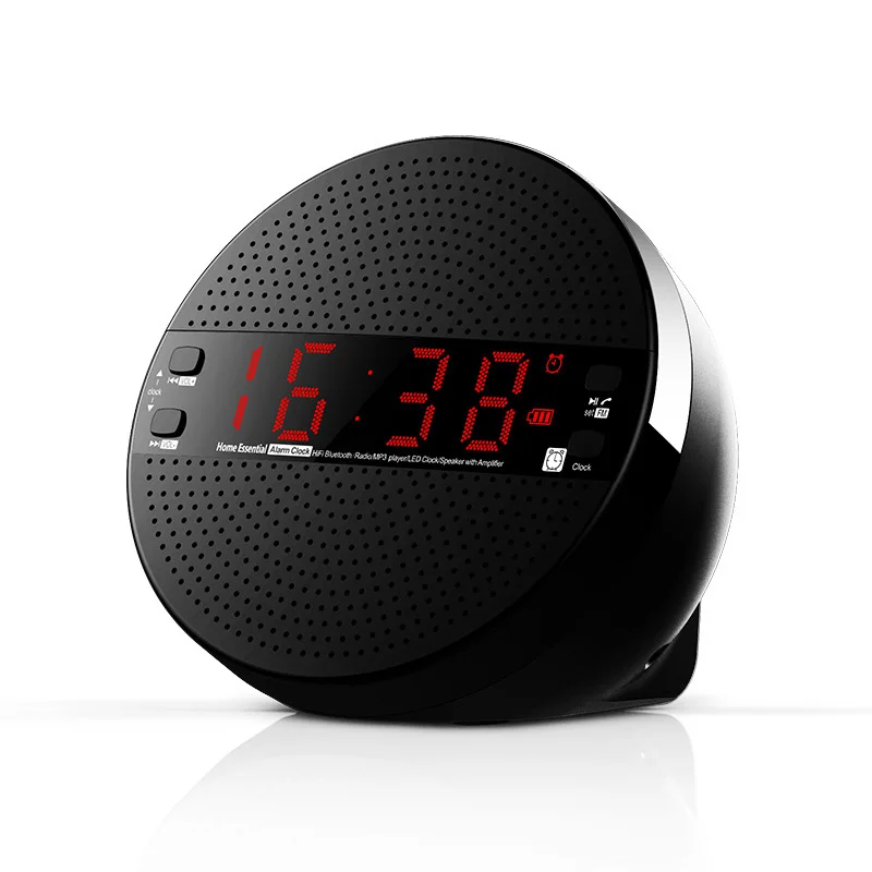 Цифровой прикроватный будильник с пластиковой кнопкой повтора сигнала Wake Up, беспроводной Bluetooth динамик, будильник, радио, сабвуфер, карта, Usb гарнитура