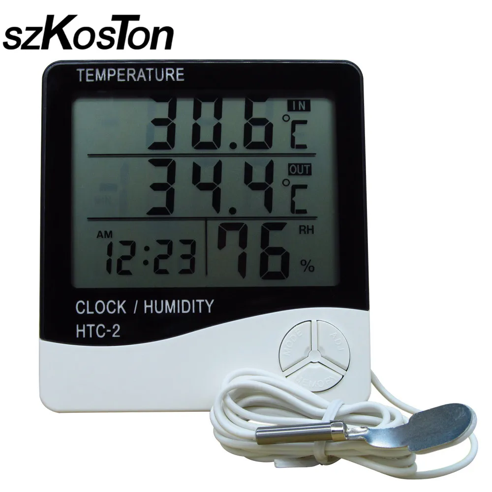 

Digital Thermometer Hygrometer LCD Electronic Weather Station Temperature Humidity Meter Clock Alarm Indoor Outdoor Thermometer