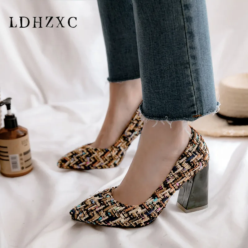 

LDHZXC 2018 Fashion shoes women pumps big size 42 basic office lady dress shoes pointed toe spring summer high heels pumps shoes