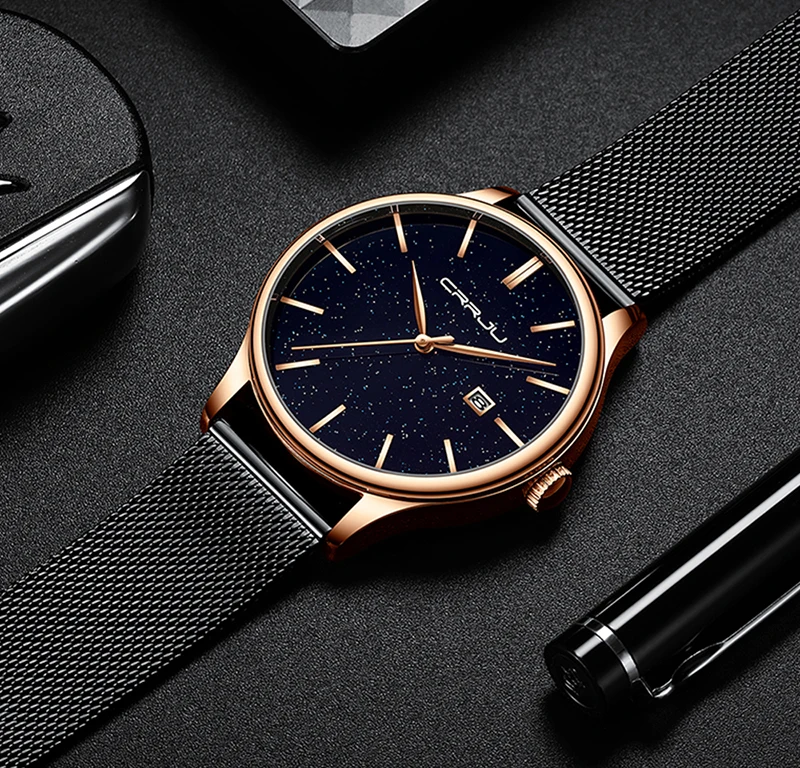 Crrju Men Watch Top Luxury Brand Date Business Starry Sky Mens Watches Stainless Steel Man Wrist Watches reloj hombre 2019 (10)