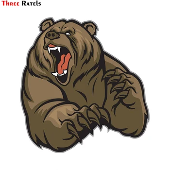 

Three Ratels LCS385# 13x13.6cm Angry bear colorful car sticker funny stickers styling removable decal