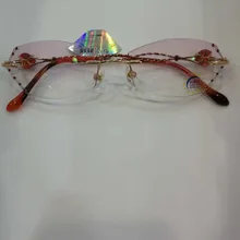 Титановая оправа женские очки близорукость очки 1,61 анти синий алмаз резка линзы леди элегантность Оптический Высокое качество