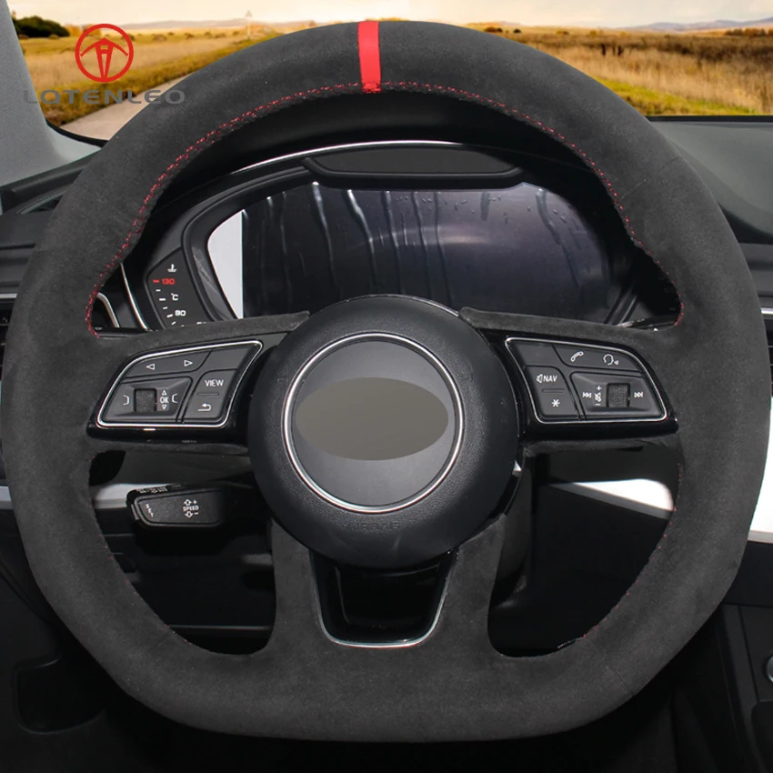 Lqtenleo черная замша DIY автомобиля рулевое колесо Крышка для Audi RS3- A3 S3- A5 S5 A4