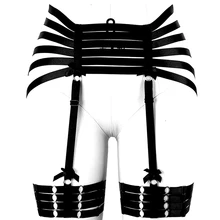 Womens Sexy Garter Belt Black Elastic Adjusted High Waist Stocking Suspender Lingerie Punk Harajuku Erotic BDSM Bondage Harness