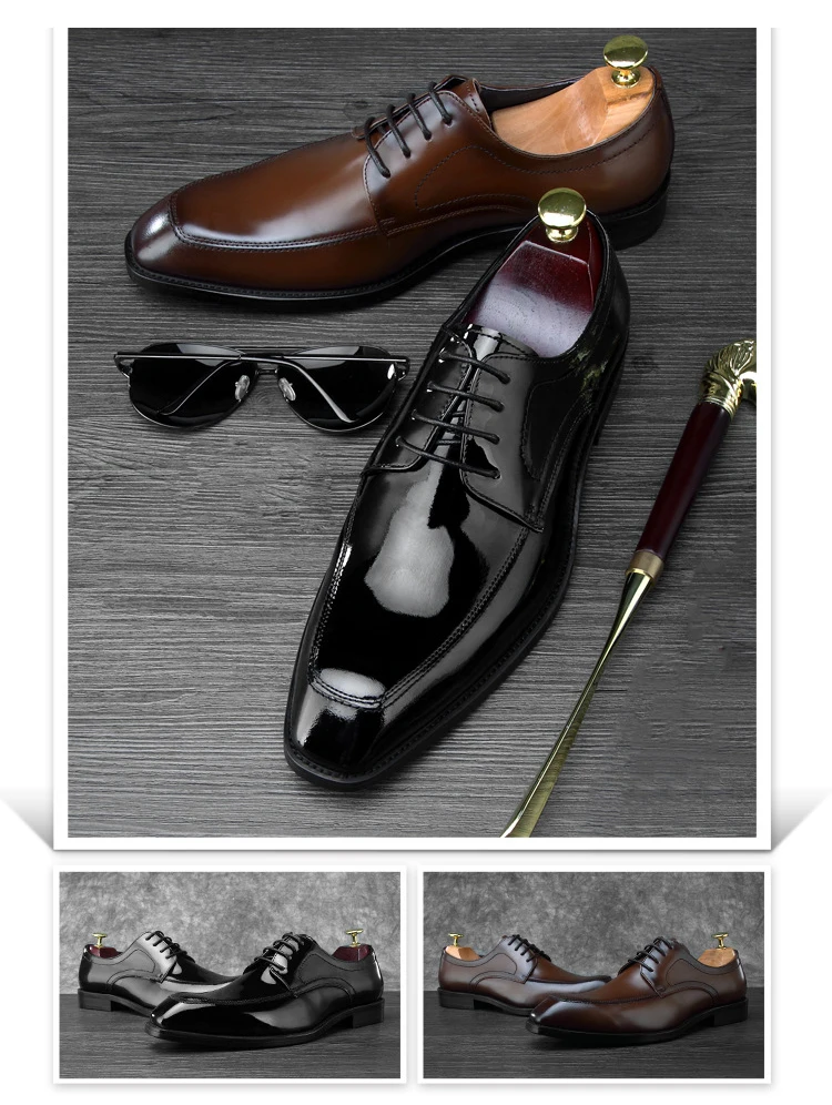Классические мужские коричневые туфли в стиле Дерби в европейском стиле; Мужские модельные туфли из коровьей кожи на шнуровке для свадебной вечеринки, офиса, бизнеса