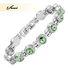 Vivari Богемия браслет для женщин 13 шт. зеленые кристаллы камень Магнитный био Шарм браслет посеребреная цепочка ювелирные изделия браслет