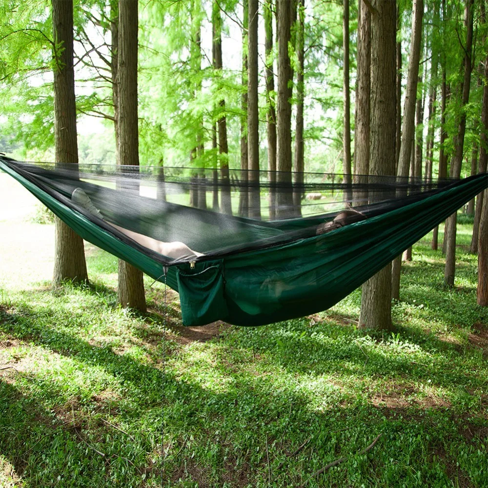 

Automatic Portable Outdoor Camping Hammock With Mosquito Net High Strength Parachute Fabric Hanging Hunting Sleeping Swing Bed