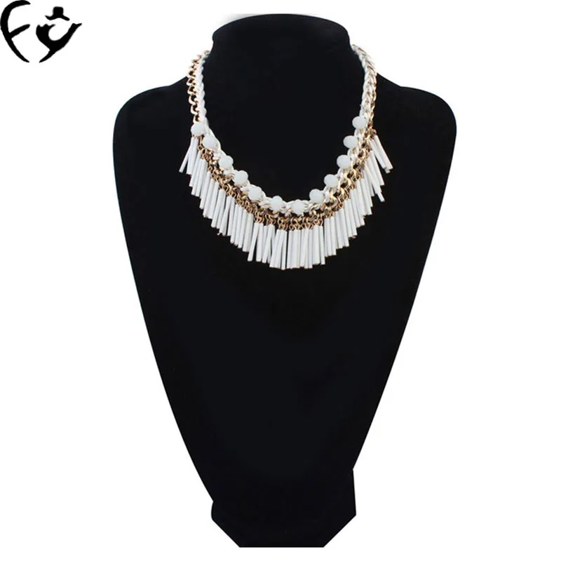 

European and American fashion hand-woven pipe tassel necklaces