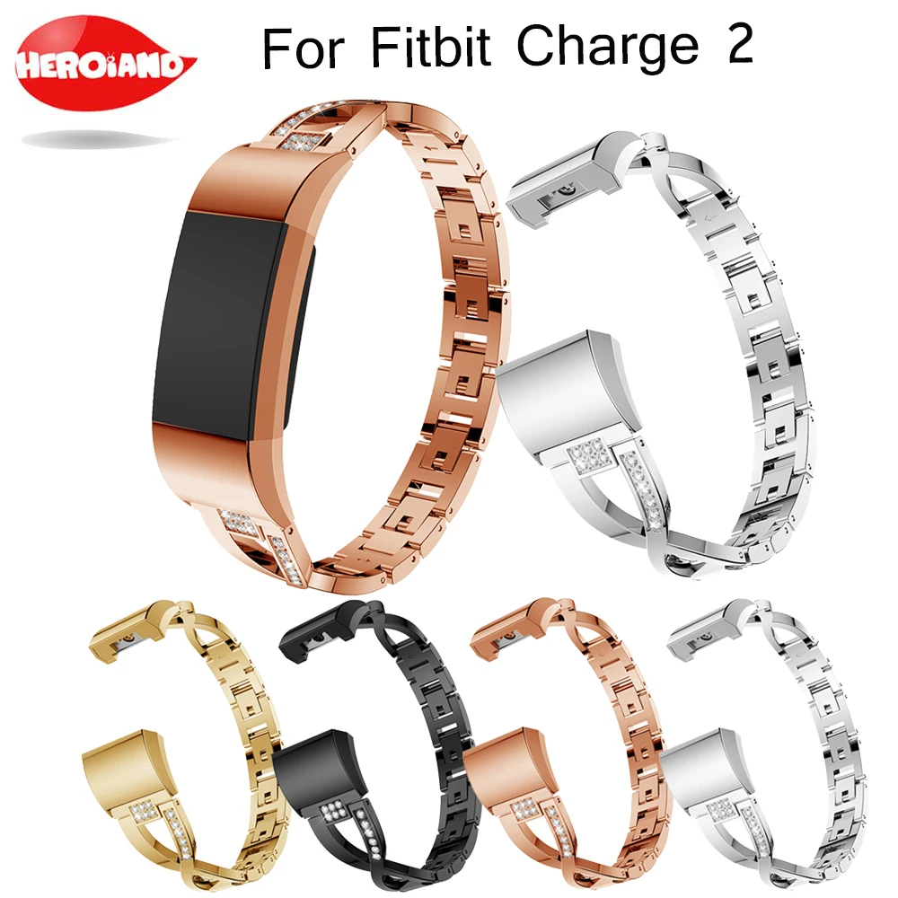 Luxury Crystal Watch Band Wrist Strap For Fitbit Charge 2 Smart Watch