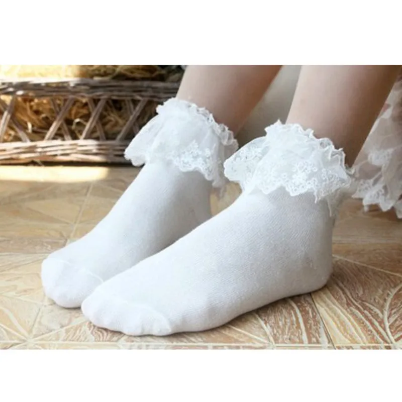 2016 new black Fashion Princess Girl Ladies Cute Vintage Lace Ruffle