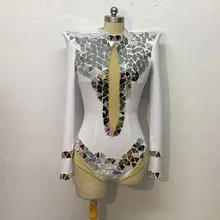 Полностью сшитый вручную костюм зеркальный боди танцевальный костюм женский сексуальный ночной певец DJ DS джаз хип танцевальные костюмы Боди