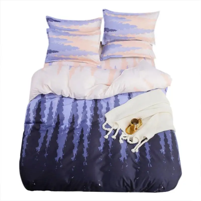 

4pcs Tranquil forest Bedding Set Soft Cotton Floral Printing Quilt Duvet Cover Flat Bed Sheet Pillowcase Minimalist Bedding
