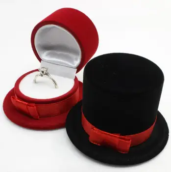 

5.9x5.9x3.6cm velvet jewelry box gift box ring box earring box hat design