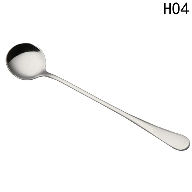 Кофейная ложка из нержавеющей стали с длинной ручкой для мороженого, десерта, чайная ложка, кухонная серебряная ложка