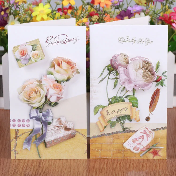 フリー船 1ロット 24ピース フラッシュゴールドロマンチックな花ステレオメッセージカード 誕生日カード グリーティングカード祭り紙カード Paper Calling Cards Paper Kitpaper Card Stock Aliexpress