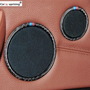 

Car Styling Carbon Fiber Car Audio Speaker Car Door Loudspeaker Trim Ring Sticker For BMW X5 X6 F15 F16 E70 E71 Accessories