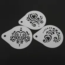 LUC 2.8 Inch 3pcs/set Cappuccino Coffee Stencils Template Strew Flowers Barista Tools Kitchen Accessories