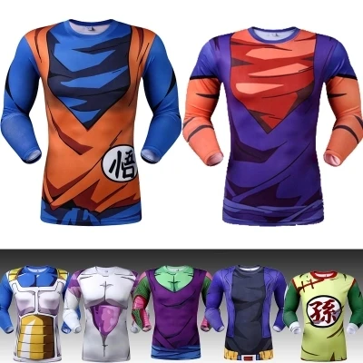 

Tops Male Men Compression Shirts 2017 Anime Print T-shirt Tight Men Cosplay Costume Long Sleeve Tshirt Fit Clothing Tee
