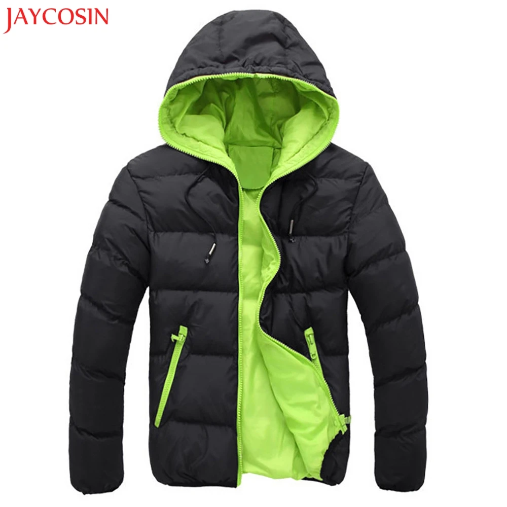 

1PC Men Jacket Slim Casual Warm Jacket Hooded Winter Thick Zippers Pocket Solid Coat Parka Overcoat Hoodie Regular Red z1105