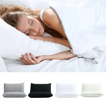 

2PCS/Lot Hotel Pillow Case Poszewki Na Poduszki Cover Funda Almohada Zipper Waterproof Silk Pillowcase Protector Dakimakura