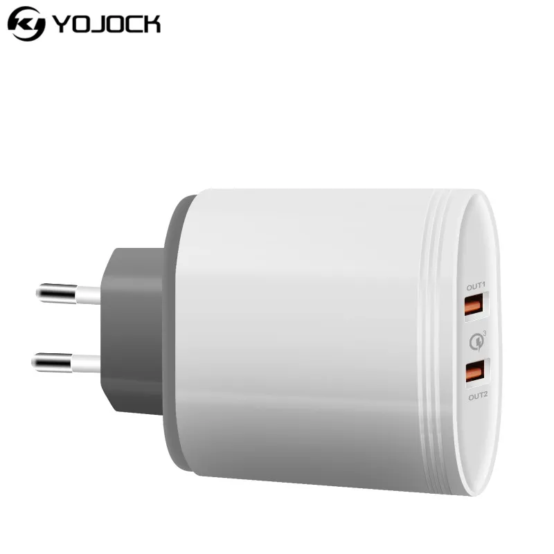 

YOJOCK Quick Charge 3.0 36W Dual USB Wall Charger EU/ US Plug QC3.0 QC2.0 Travel Charger Adapter for iPhone 7 Samsung S7 Tablets