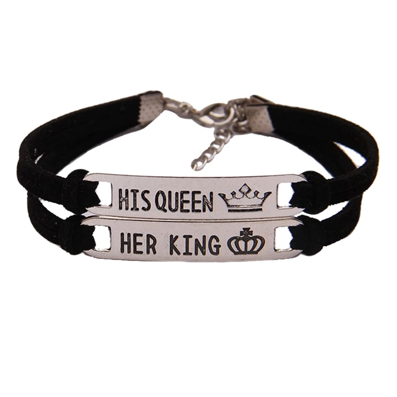 

1 PC His Queen Her King Alloy Couple Bracelet Jewelry Gift