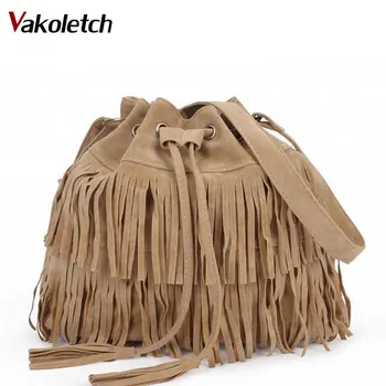 

Women Bag Handbags Tote Over Shoulder Crossbody Sling Summer Tassel Purses Suede Fringe Big Female Draw string Motorcycle K39