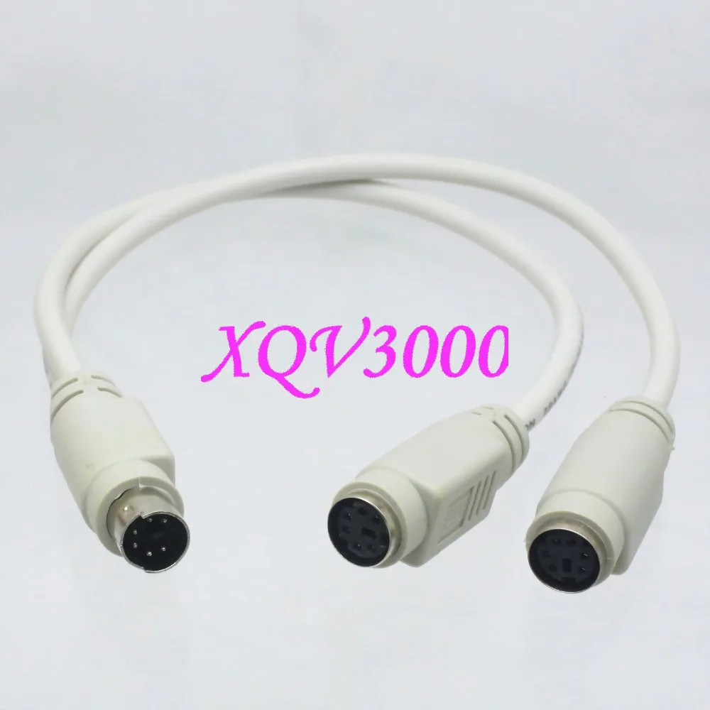 PS2 Splitter 6 pin Mini Din Male Plug to Dual Female Socket Cablein