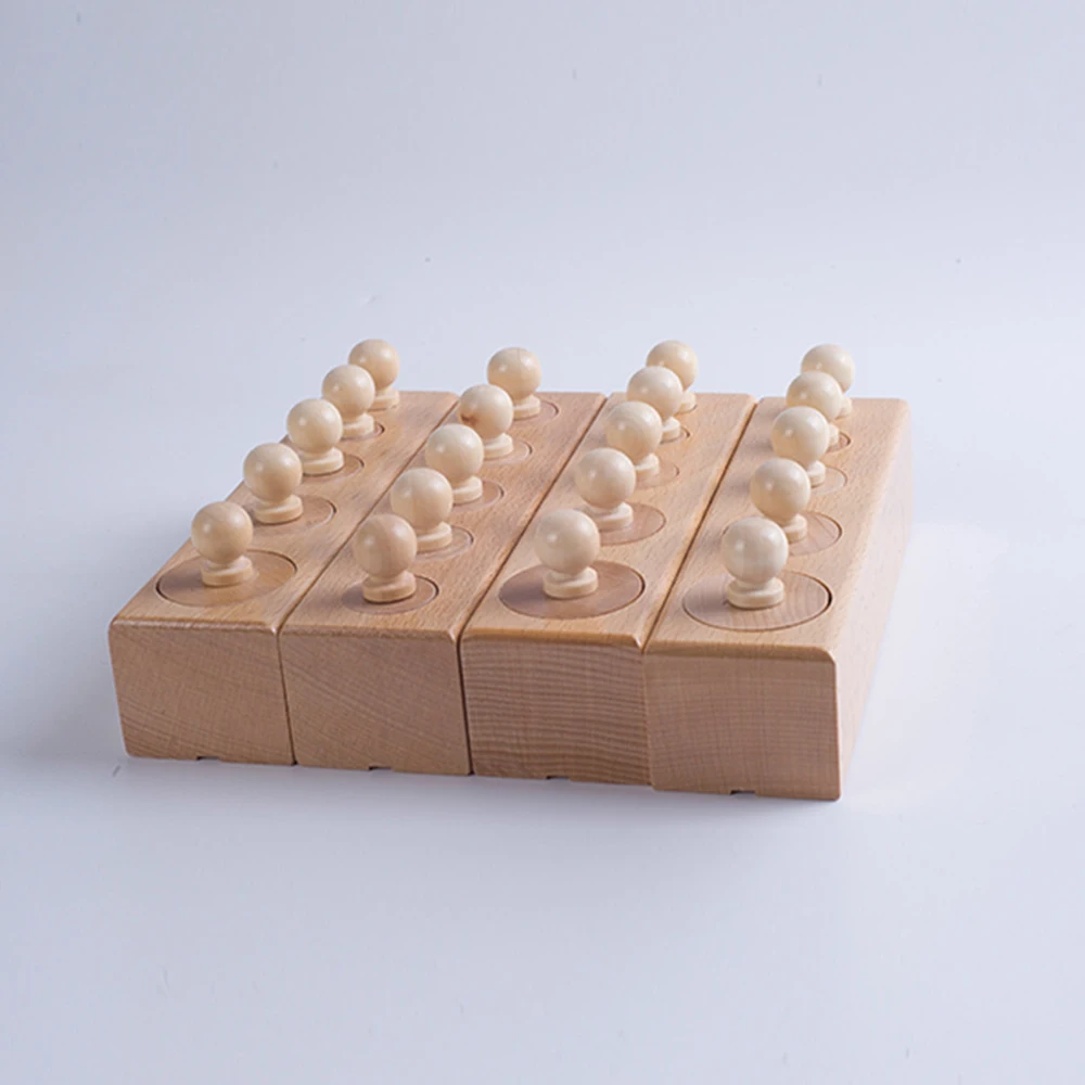 2018 New Puzzle Montessori Wooden Cylinder Socket Toys Baby Early Education Math Toy Knobbed Cylinder
