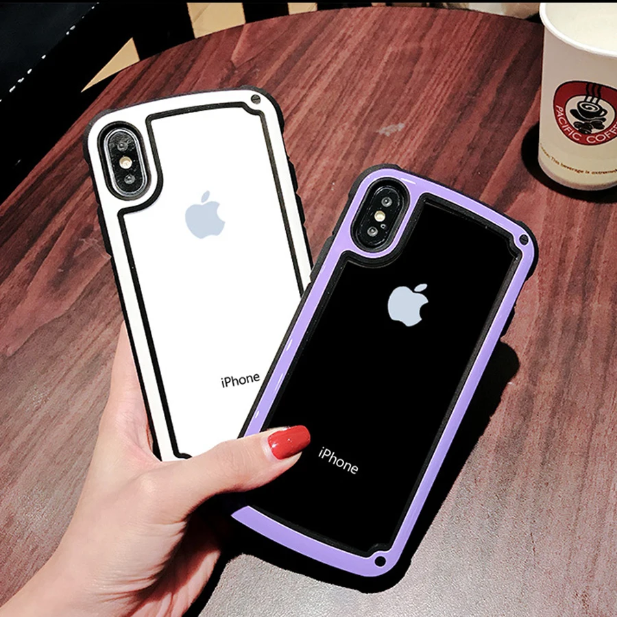 

For iphone XS MAX XR 8 7 plus X 6 6S plus case cover luxury Anti-knock shockproof transparent soft Acrylic protective phone bag