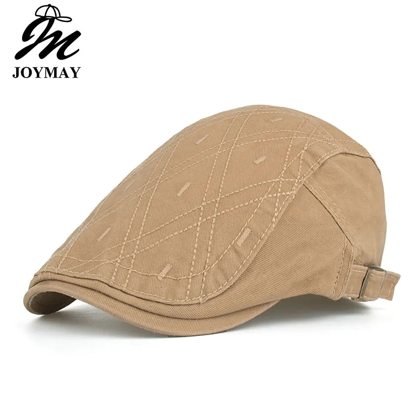 

JOYMAY 2018 New Arrival Spring Berets Caps Unisex Casual grid embroider Vintage Peaked Cap Newsboy Hat Visors Casquette Cap Y046