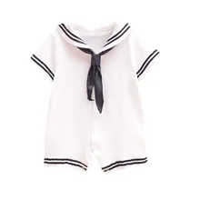 

2018 Summer Newborn baby clothes White Navy Sailor uniforms baby rompers Short sleeve one-pieces jumpsuit Baby boy girl clothing