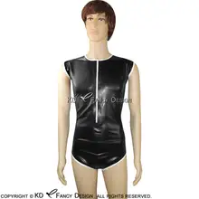 

Black And White Trims Sexy Latex Swimsuit High Cut Leg With Front Zipper Body Suit Catsuit Rubber Bodysuit Zentai LTY-0040