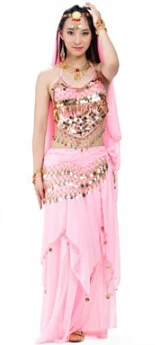 DJGRSTER Новое поступление 5 шт./компл. костюмы для танца живота Болливуд костюм Индийский платье привлекательное тренировочное платье или производительность - Цвет: Pink