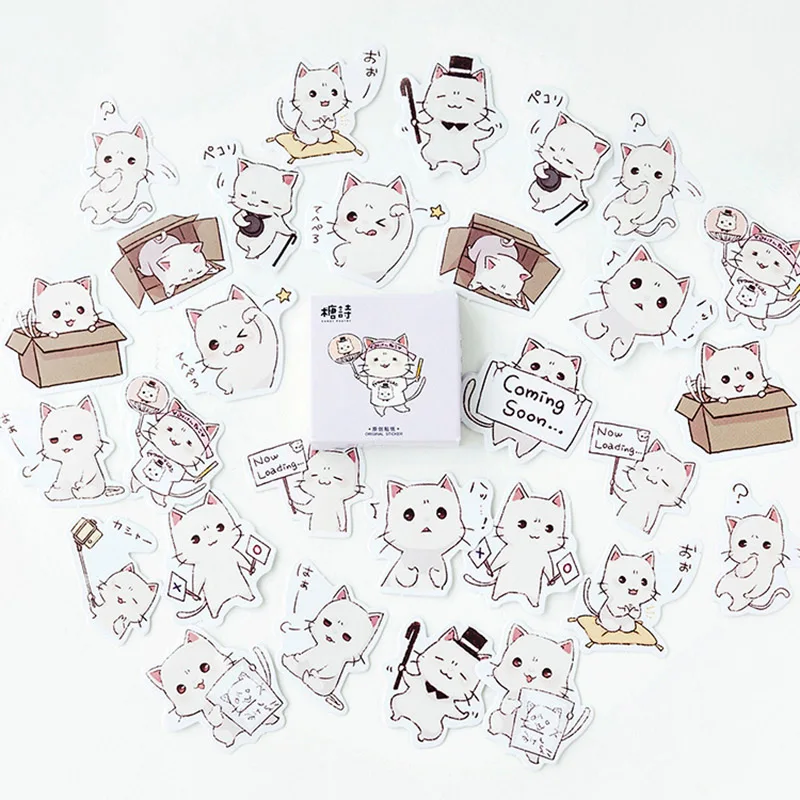 

45pcs Cute Stationery Stickers Lovely Kawaii Cat Stickers Paper Adhesive Stickers For Kids DIY Scrapbooking Diary Photos Albums