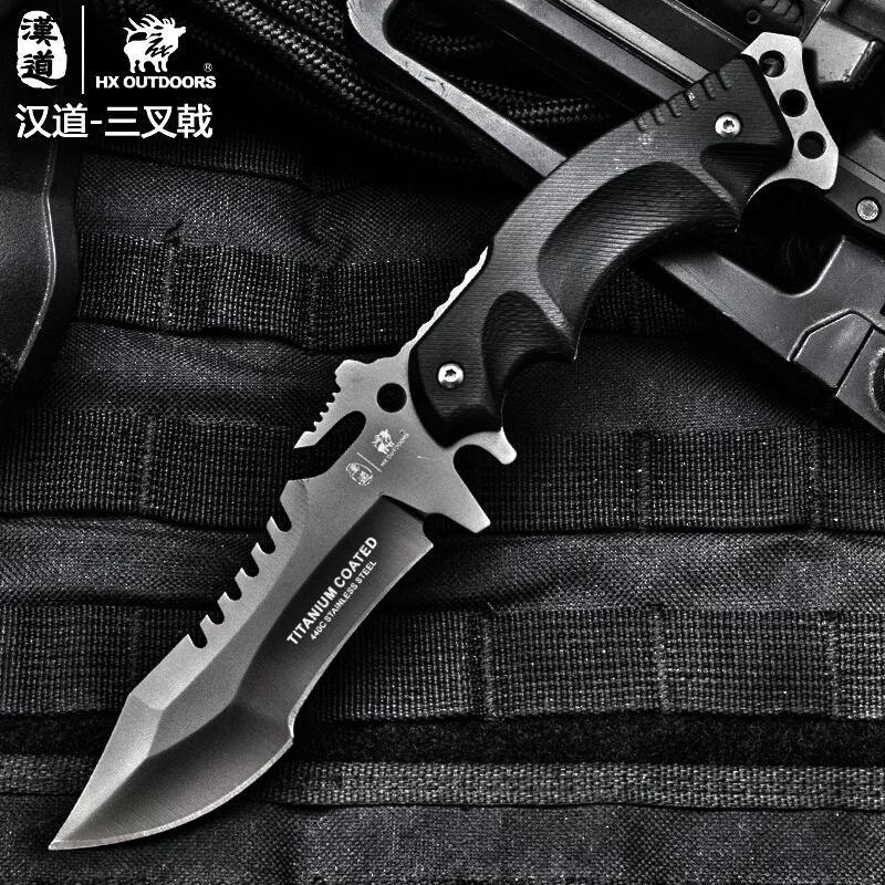 HX OUTDOORS Survival Knife Army Hunting 58hrc Hardness Straight Knives Essential tool For Self-defe